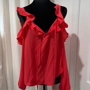 Women’s Ruffle Tie-Shoulder Camisole in Red